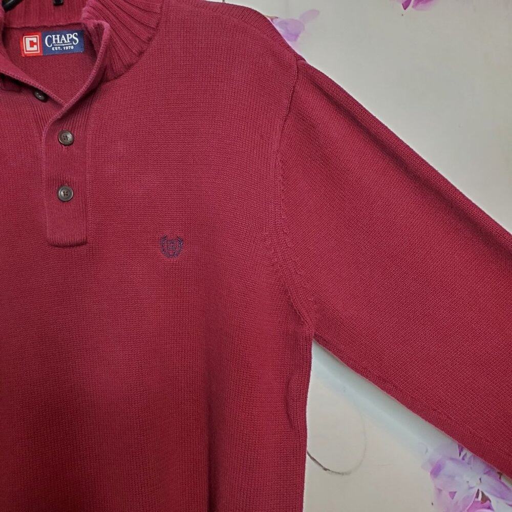 Chaps Button-Mock Heavyweight Knit Sweater L - Picture 8 of 10